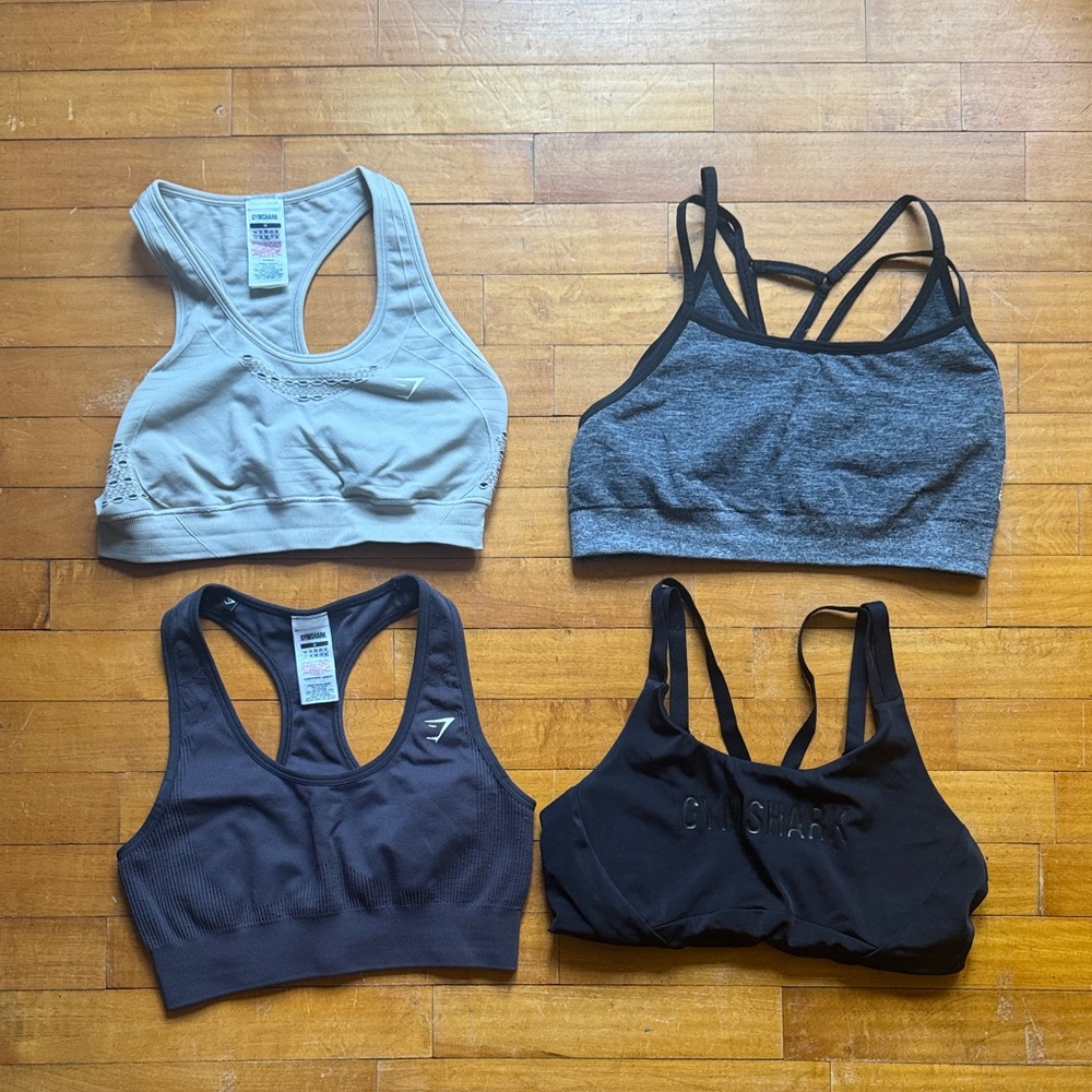 Gymshark Women's Seamless Sports Bra Bundle - Black, Gray, Light Gray